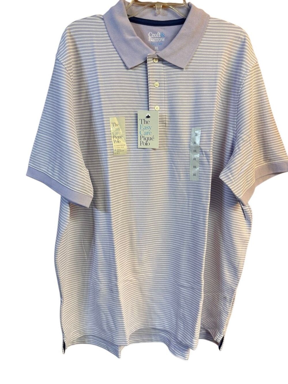 Croft & Barrow Men’s Stripe Polo lilac/White Sz XXL NWT